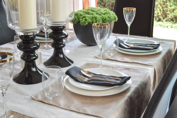 istock elegant table set in modern style dining room interior 827461932