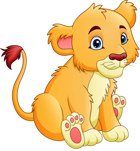 ilustraciones, imágenes clip art, dibujos animados e iconos de stock de leona de dibujos animados aislada sobre fondo blanco - cachorro de león