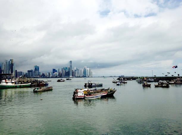 istock Boats in Panama City with skyline 827469026