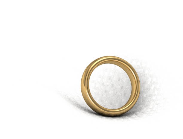 istock Gold wedding ring on white background.3d illustration 827473254