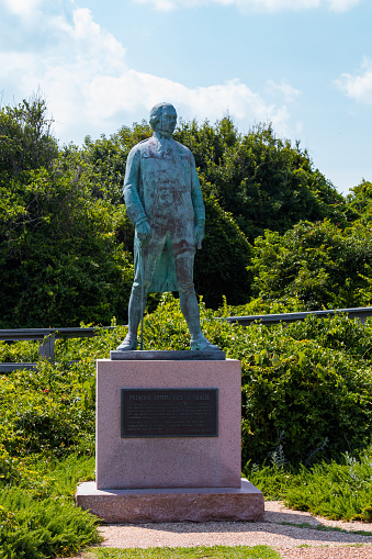 Virginia Beach, Virginia - July 11, 2017: Memorial to Admiral Francois Joseph Paul de Grasse, who led the French fleet at the Battle of Chesapeake, ending in victory over the British at Yorktown.