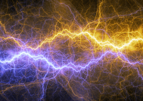 Hot Yellow And Cold Blue Plasma Electrical Power Background Stock Photo -  Download Image Now - iStock