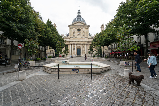 Paris, France. July 2017. A view of the Place de la Sorbonne in Paris