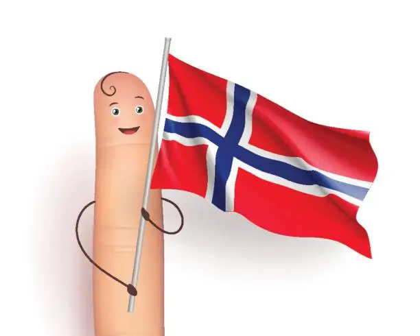 Vector illustration of Finger with Norway waving flag