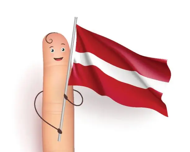 Vector illustration of Finger with Latvia waving flag