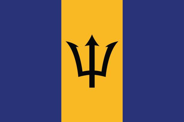 ilustraciones, imágenes clip art, dibujos animados e iconos de stock de plano icono de bandera barbados - trident barbados flag pride