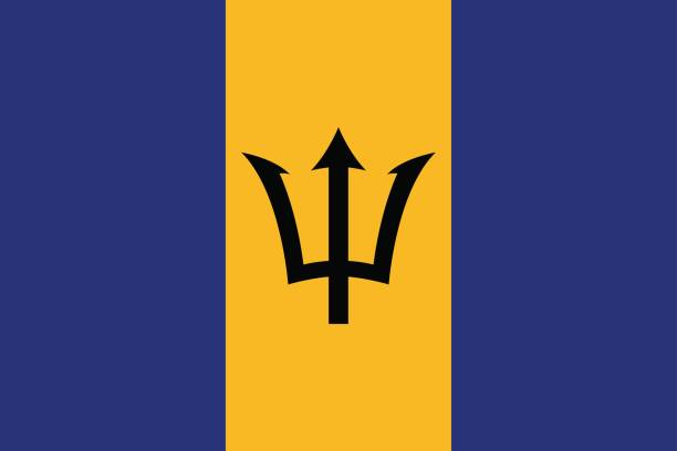 flaga barbados płaska ikona - trident barbados flag pride stock illustrations