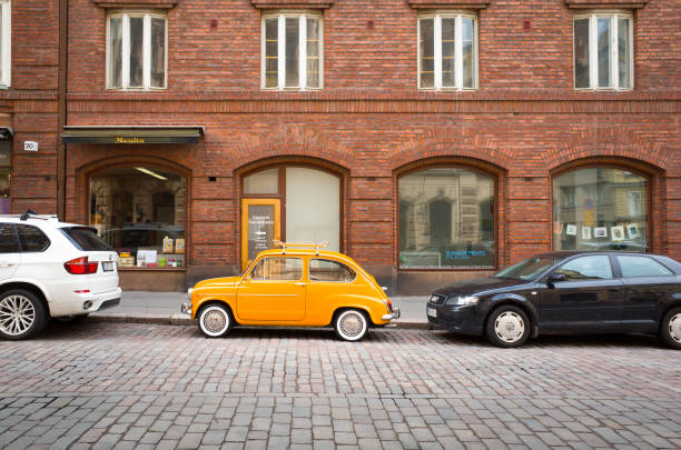 Vintage Fiat 500 in Helsinki City Centre stock photo