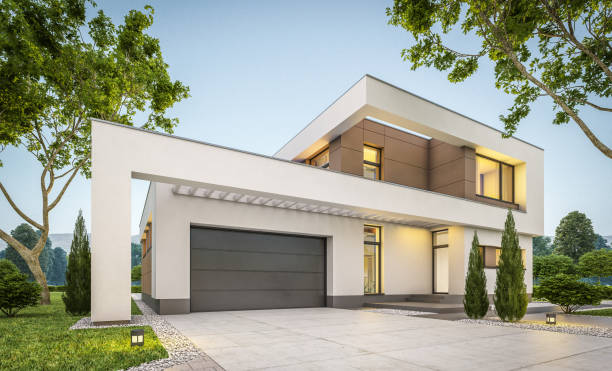 3d rendering of modern cozy house