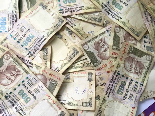istock old five hundred Indian rupeese background 827500388