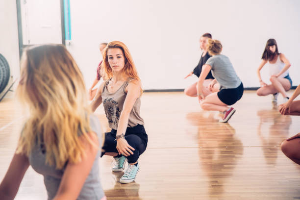 istock Active Teenage Girls Learning to Dance Choreography 827503328