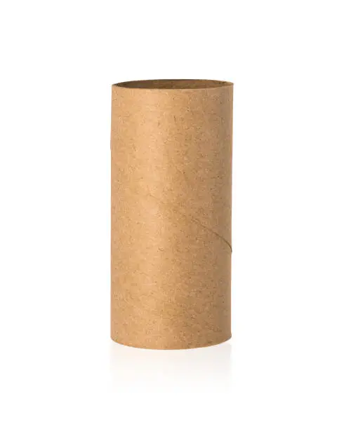 Brown tissues core isolated on white background. Empty paper roll or recycle cardboard. ( Clipping paths or cut out object for montage )