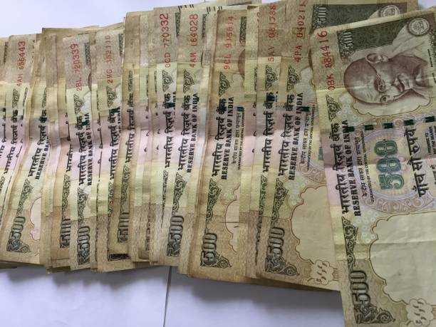 istock old five hundred Indian rupeese white background 827506846