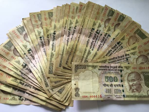 istock old five hundred Indian rupeese white background 827506968