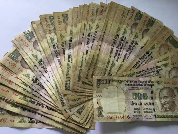 istock old five hundred Indian rupeese white background 827507086