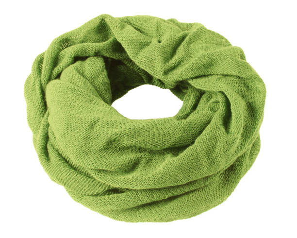 istock Light green soft winter snood scarf isolated on white 827511176