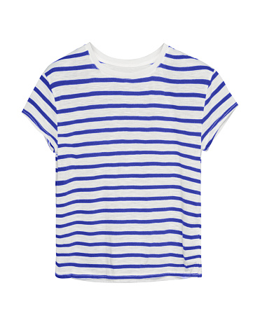Blue and white stripped sailor style t shirt isolated