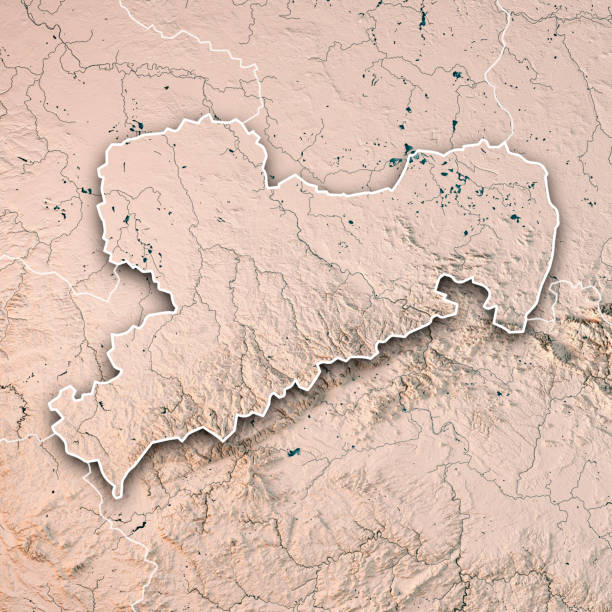 istock Sachsen Bundesland Germany 3D Render Topographic Map Neutral Border 827514914