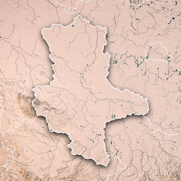 Sachsen-Anhalt Bundesland Germany 3D Render Topographic Map Neutral Border