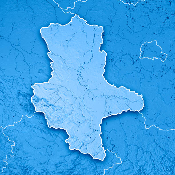istock Sachsen-Anhalt Bundesland Germany 3D Render Topographic Map Blue Border 827515310