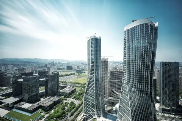 modern office buildings in midtown of hangzhou qianjiang new city