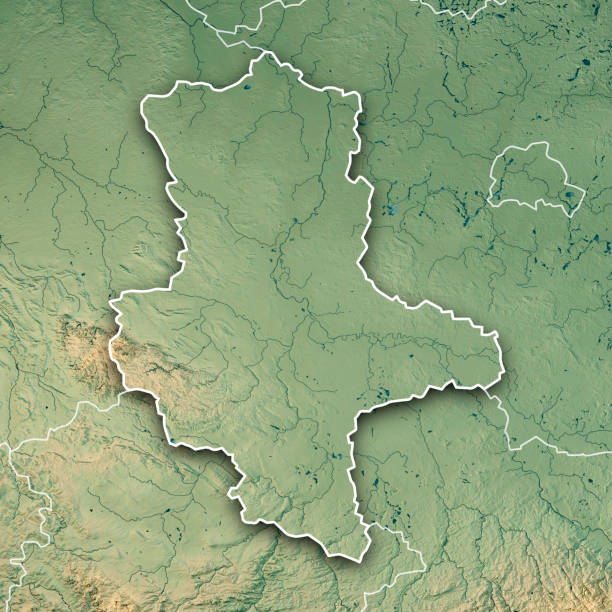 istock Sachsen-Anhalt Bundesland Germany 3D Render Topographic Map Border 827515598