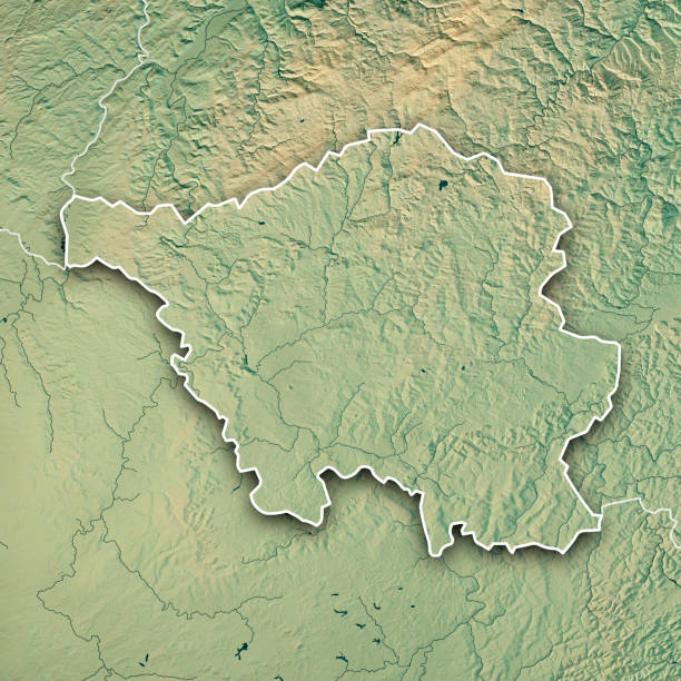 istock Saarland Bundesland Germany 3D Render Topographic Map Border 827515740