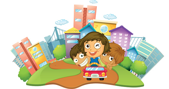 Free download of Boy Driving Car Cartoon clip art Vector Graphic