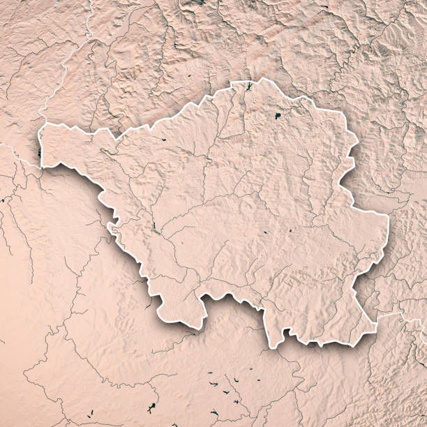 istock Saarland Bundesland Germany 3D Render Topographic Map Neutral Border 827516046