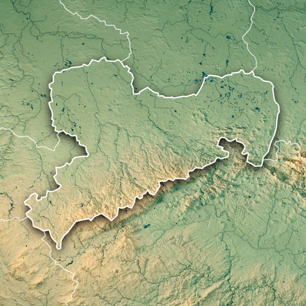 istock Sachsen Bundesland Germany 3D Render Topographic Map Border 827516242