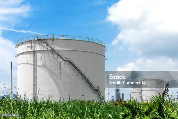 Oil Refinery And Oil Industry Under Blue Sky Stock Photo - Download Image Now - Fuel Storage Tank, Oil Refinery, Storage Tank