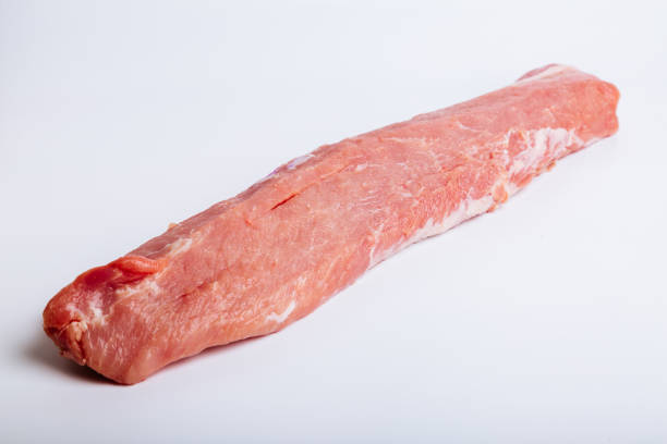 Raw pork meat on the white background