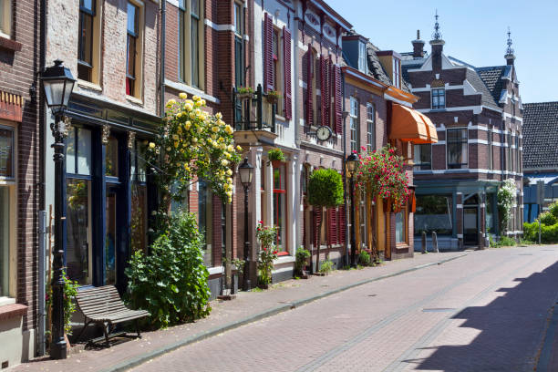 istock Cozy vintage street with roses 827529056