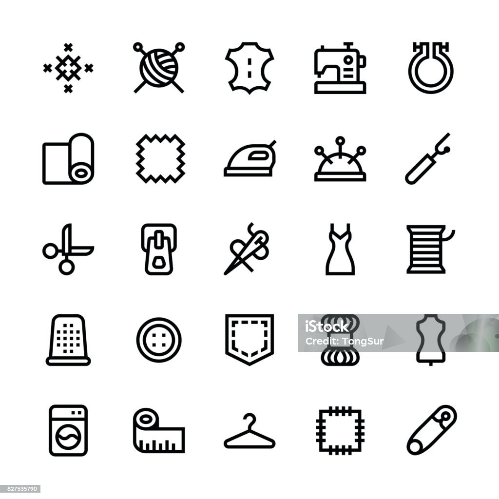 Sewing icons - Medium Line Sewing icons - Medium Line Vector EPS File. Icon Symbol stock vector