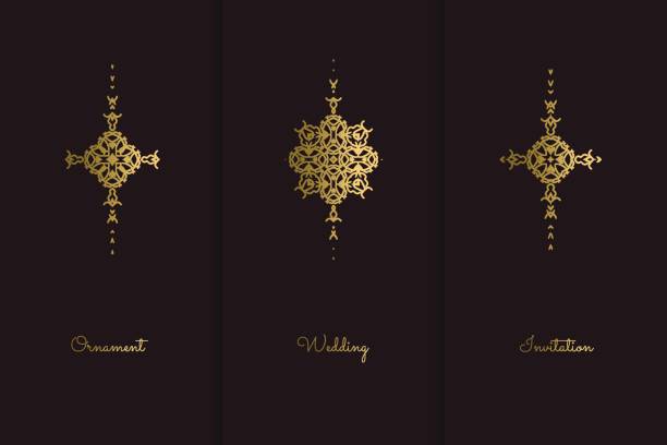 ilustrações de stock, clip art, desenhos animados e ícones de wedding invitation template - cross cross shape shiny gold