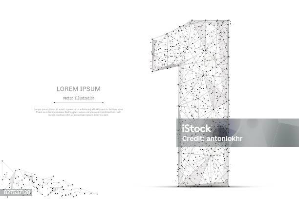 Number One Low Poly Gray Stock Illustration - Download Image Now - Number 1, In A Row, Spotted