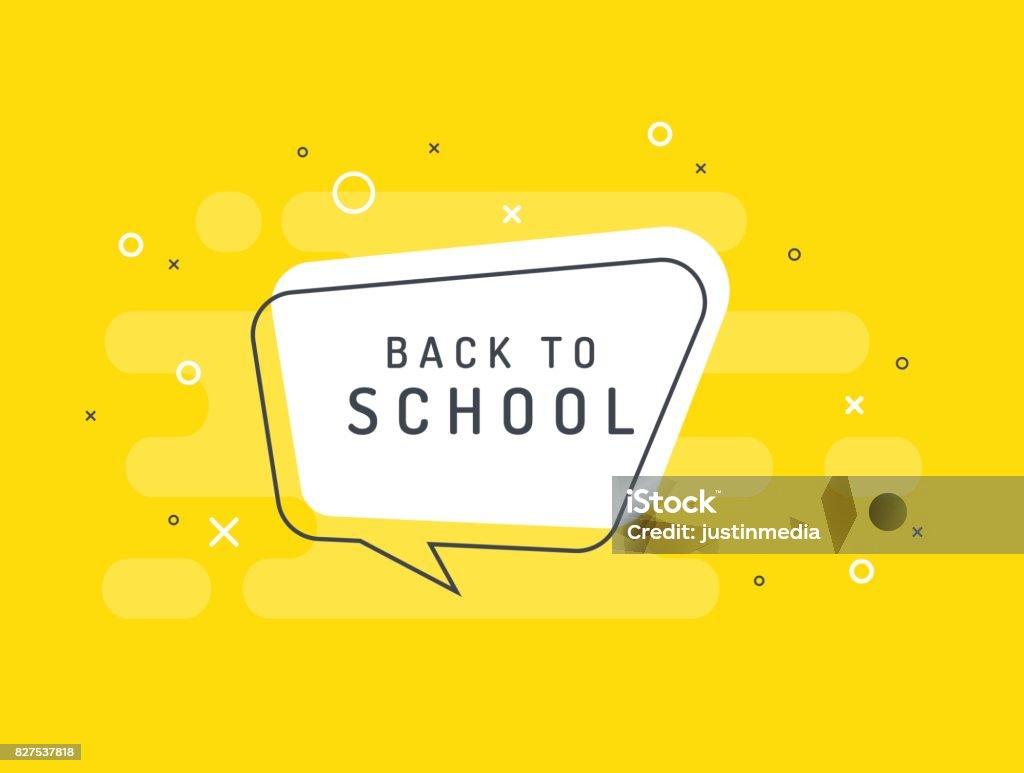 Back to school. Trendy flat vector bubble. White banner on a yellow background. Yellow Background stock vector