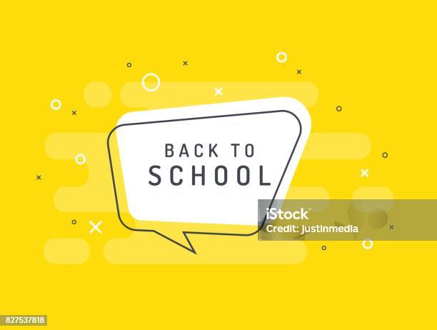 Back To School Trendy Flat Vector Bubble Stock Illustration - Download Image Now - Yellow Background, Education, Speech Bubble