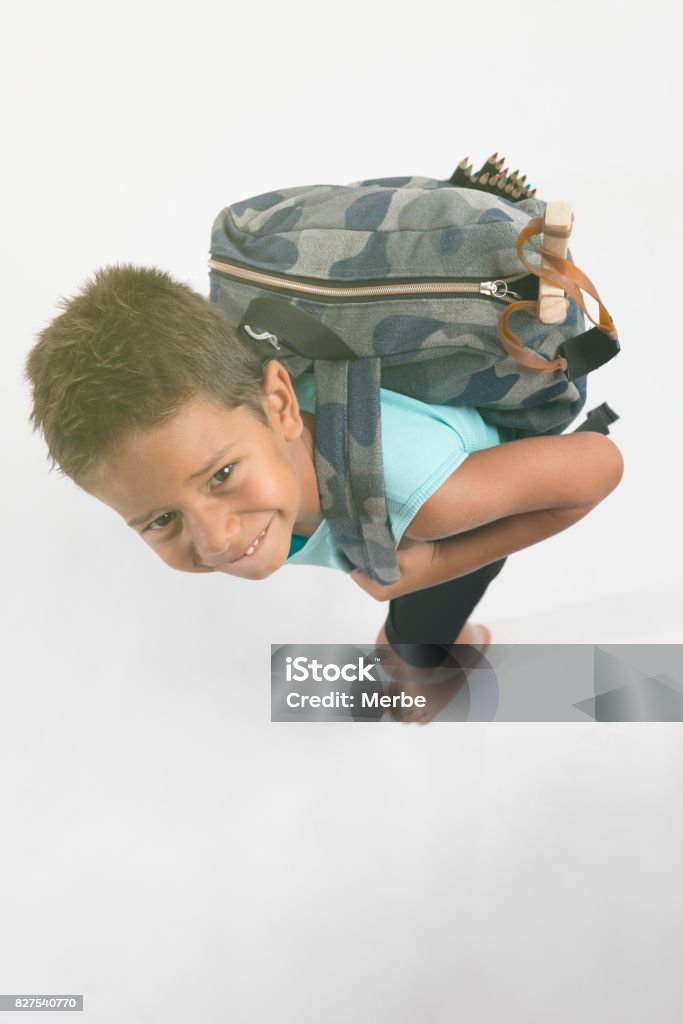 Boy Missing Backpack Boy With Backpack In Studio Stock Photo - Download Image Now - 6-7 ...