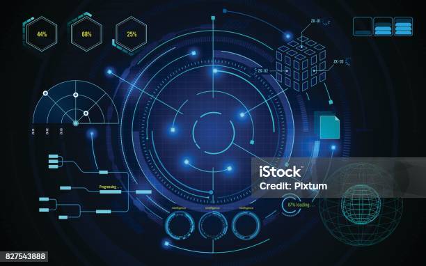 Sci Fi Screen Hud Ui Scanning Futuristic Concept Template Background Stock Illustration - Download Image Now