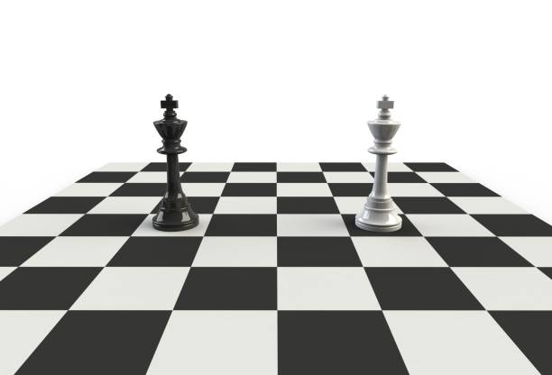 istock Chess king on the playing board on white background, 3D rendering 827544272