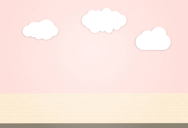istock Polished birch table top on sky background can put or montage your products 827544746