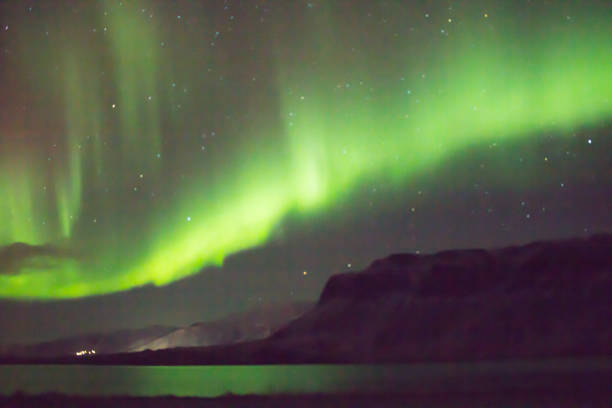 Green aurora covered Iceland
