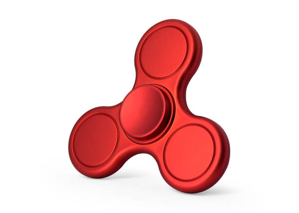 istock Red fidget spinner isolated on white background. Stress relieving toy. ( Clipping paths or cut out object for montage ) Can put text, image, and logo. 827546480