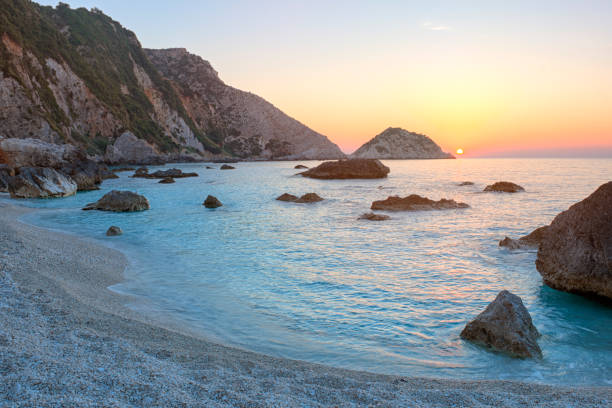 istock Petani Beach at sunset, Kefalonia, Greece 827550602
