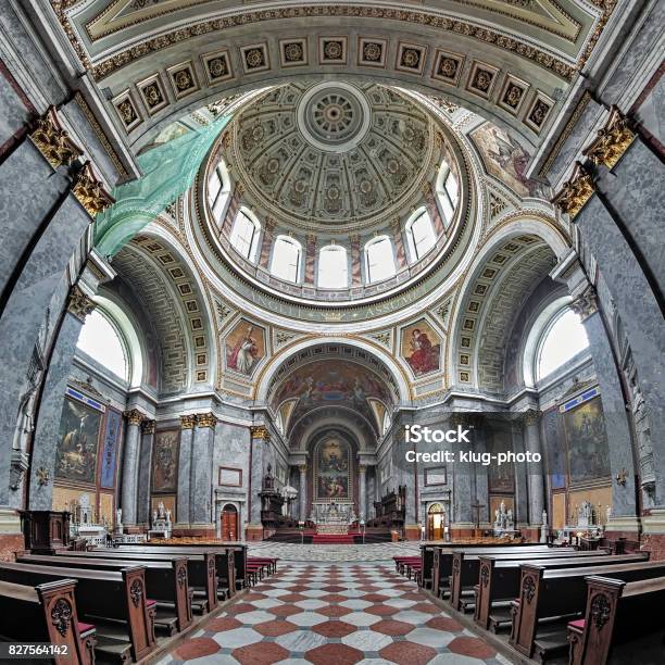 Interior Of Esztergom Basilica Hungary Stock Photo - Download Image Now - Altar, Arch - Architectural Feature, Architectural Column