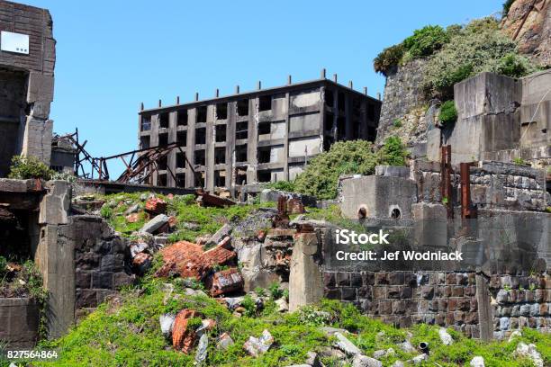 Ruins In Hashima Island Japan Stock Photo - Download Image Now - Hashima Island, Japan, Mitsukejima Island