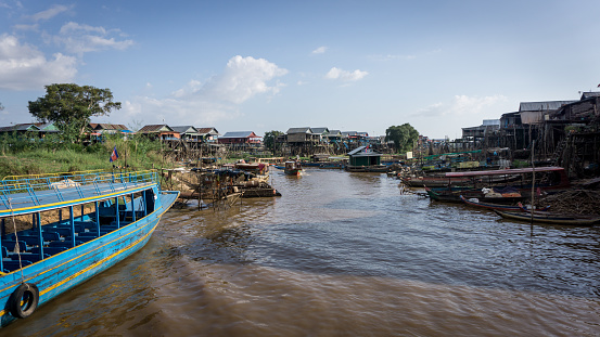 TONLE SAP LAKE, CAMBODIA , December 07, 2015: - Fisherman village of Kompong Khleang at Tonle Sap Lake, Cambodia. The lake is the largest in southeast Asia.