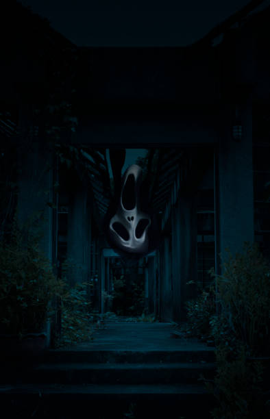 istock Ghost scream over old damaged building at night time 827570468