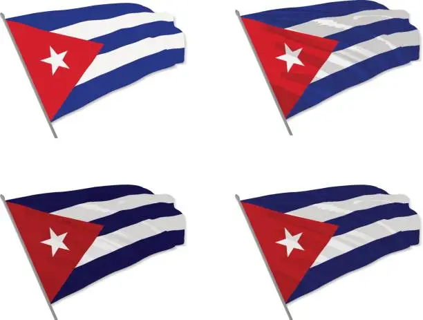 Vector illustration of Cuba state flag waving in the wind